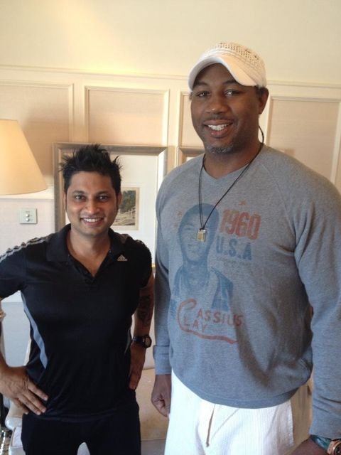 Sunil with Lennox Lewis